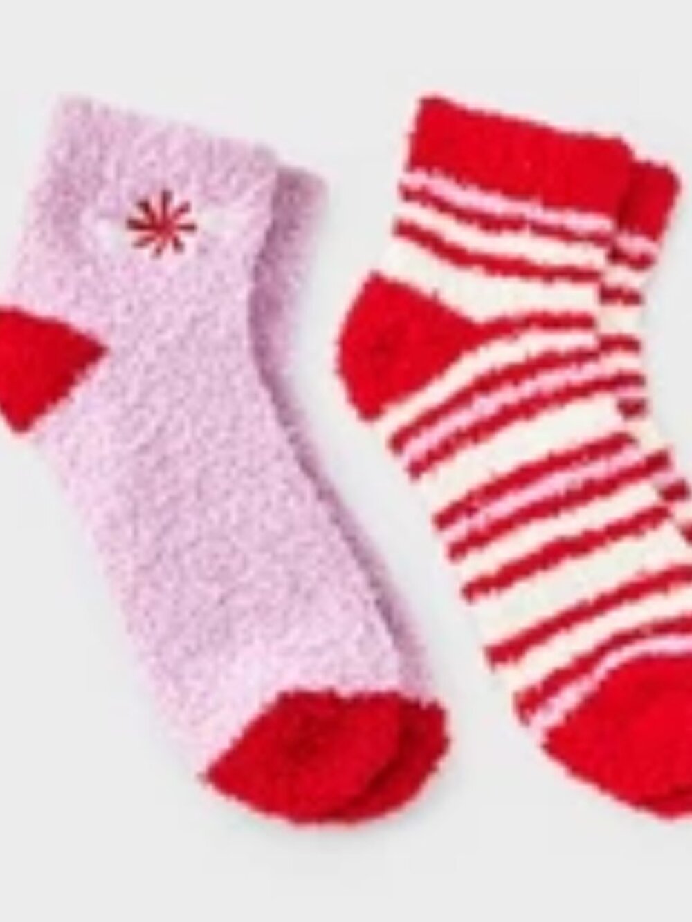 Adult Embroidered Peppermint 2pk Cozy Ankle Socks-NWT